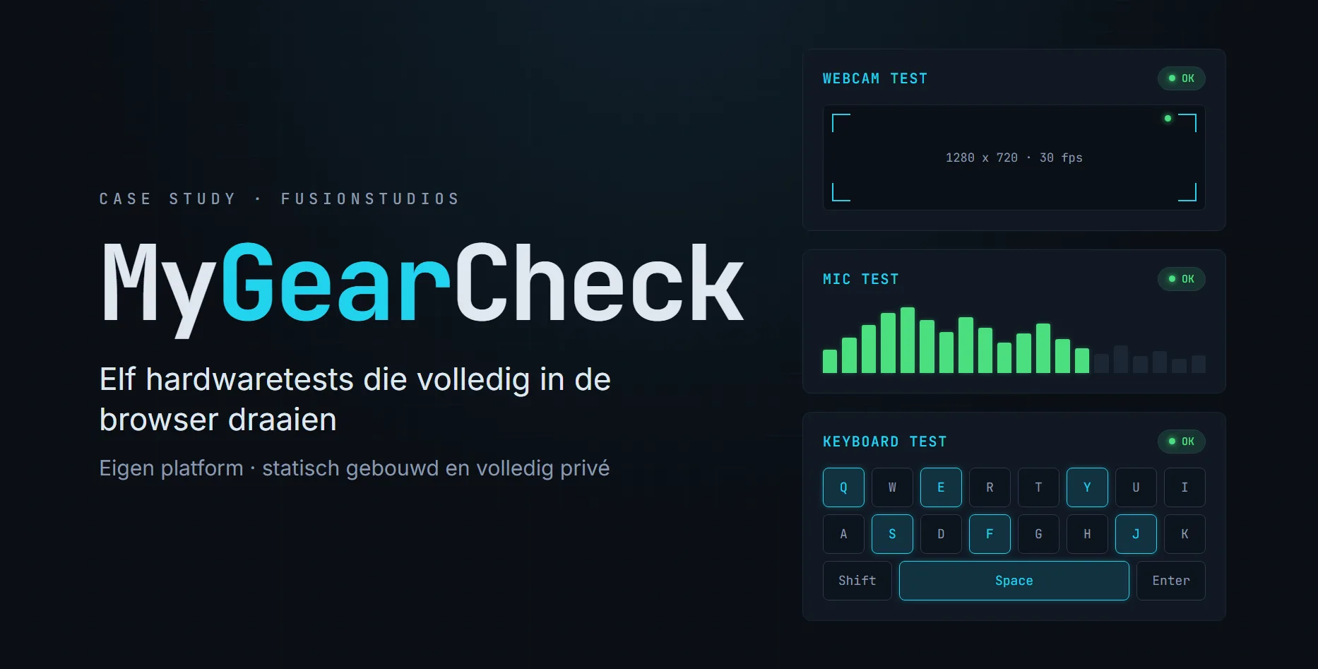 MyGearCheck, hardware-diagnostiek website ontworpen door FusionStudios