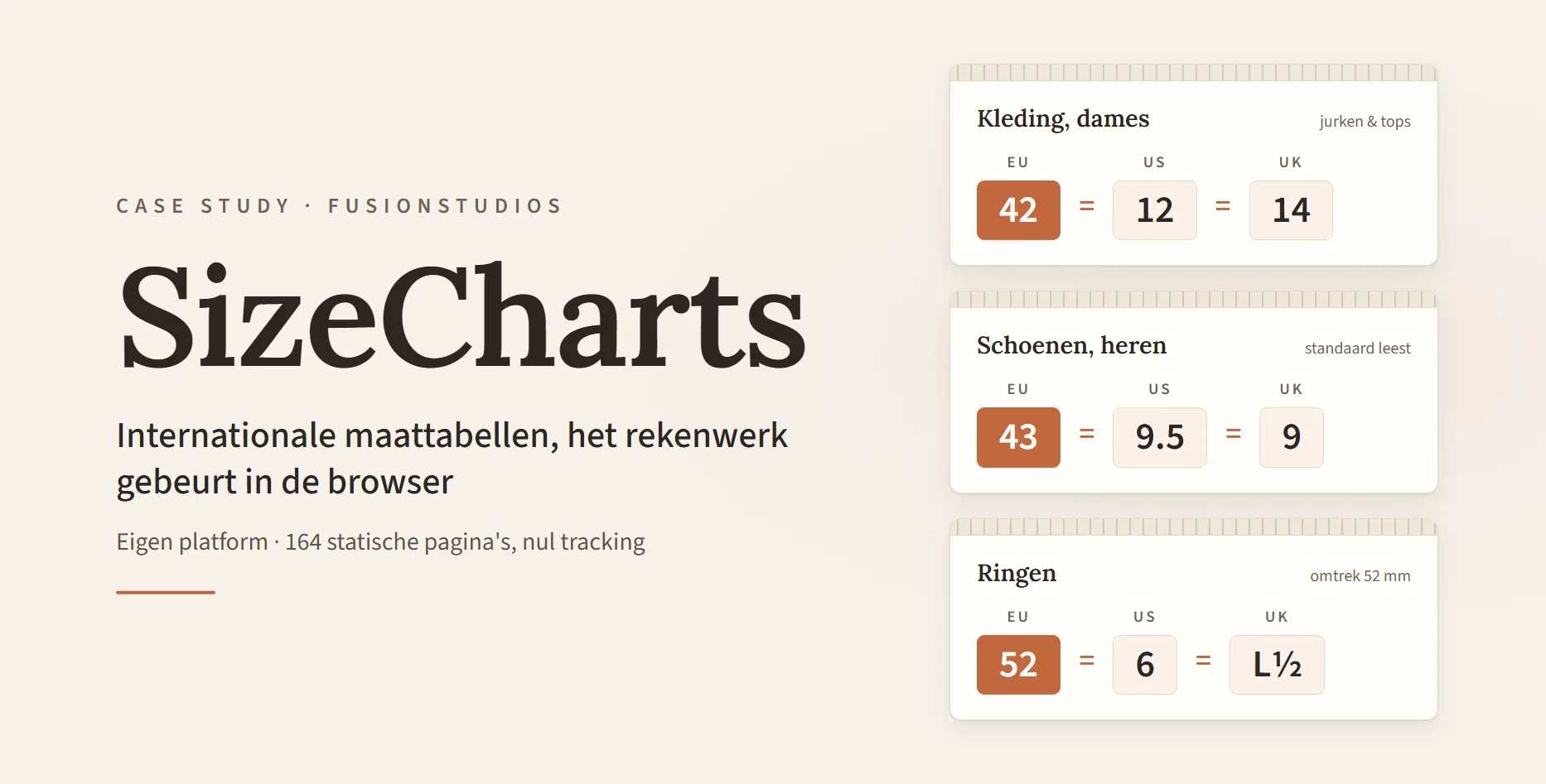 SizeCharts, maatconversie-tools uit het eigen netwerk van Fusionstudios