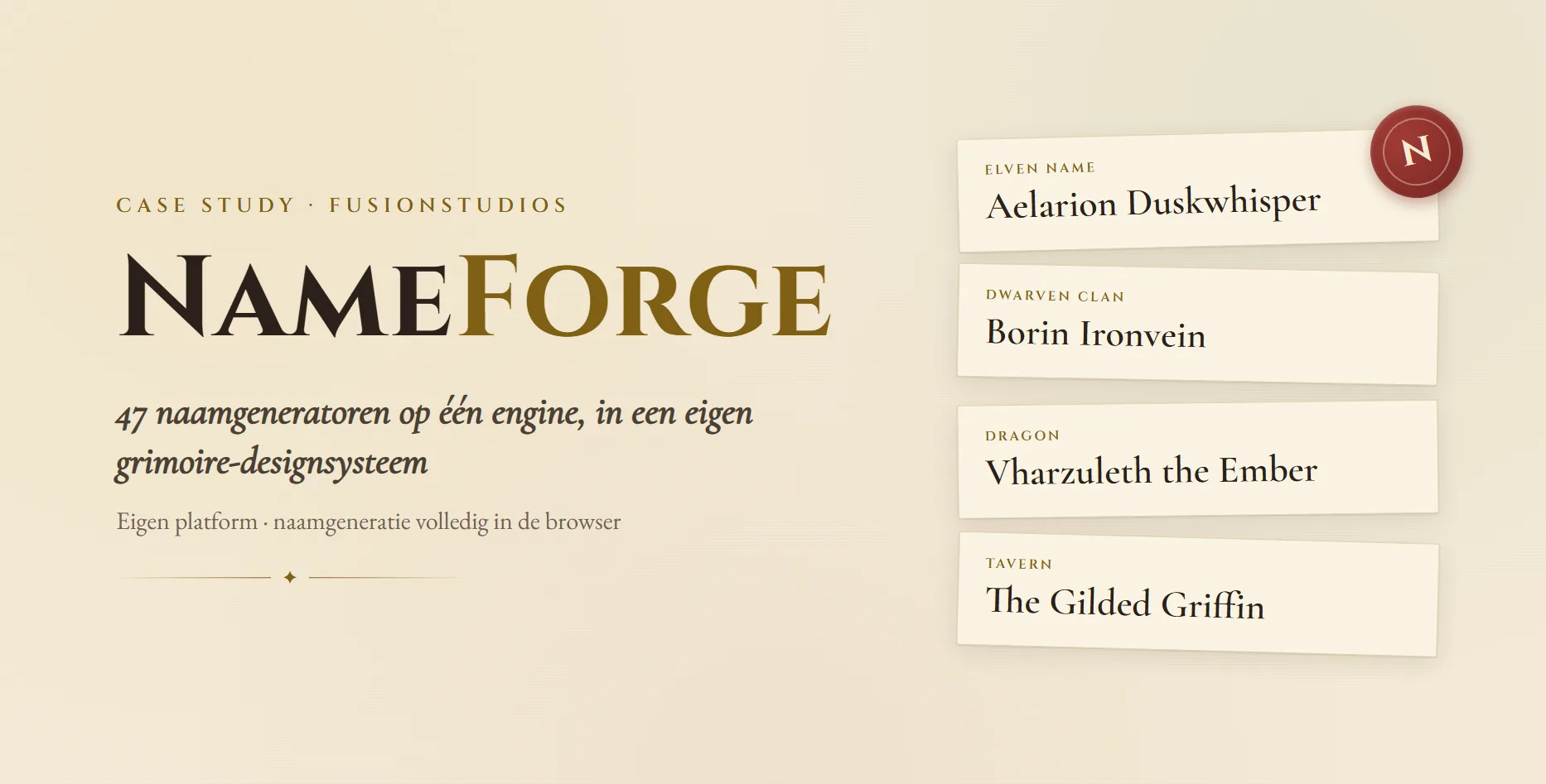 NameForge, naamgeneratoren uit het eigen netwerk van Fusionstudios