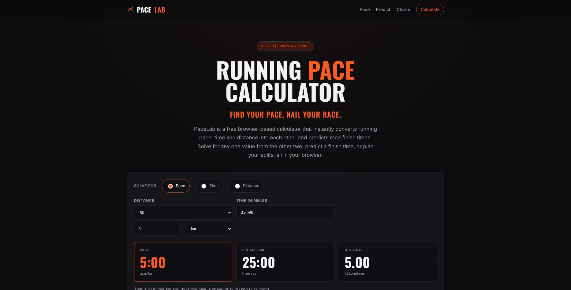 PaceLab, hardloop-calculators website ontworpen door Fusionstudios