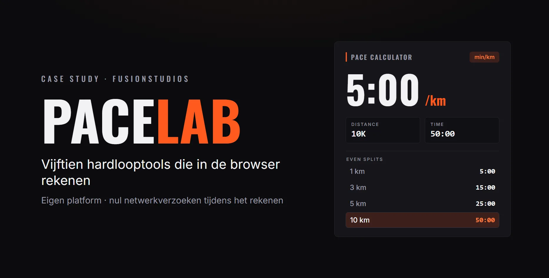 PaceLab, hardloop-calculators website ontworpen door FusionStudios