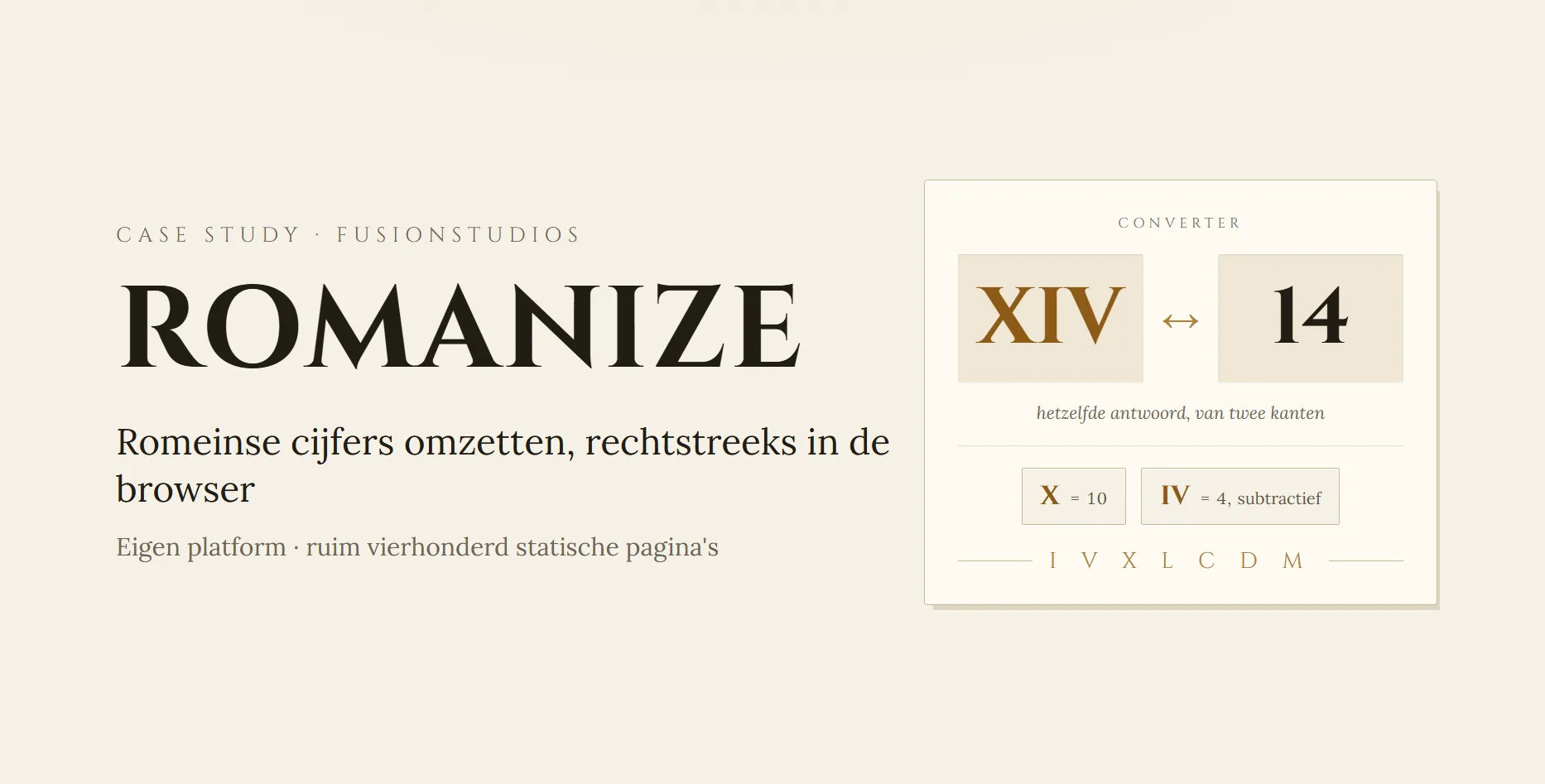 Romanize, romeinse cijfers uit het eigen netwerk van Fusionstudios