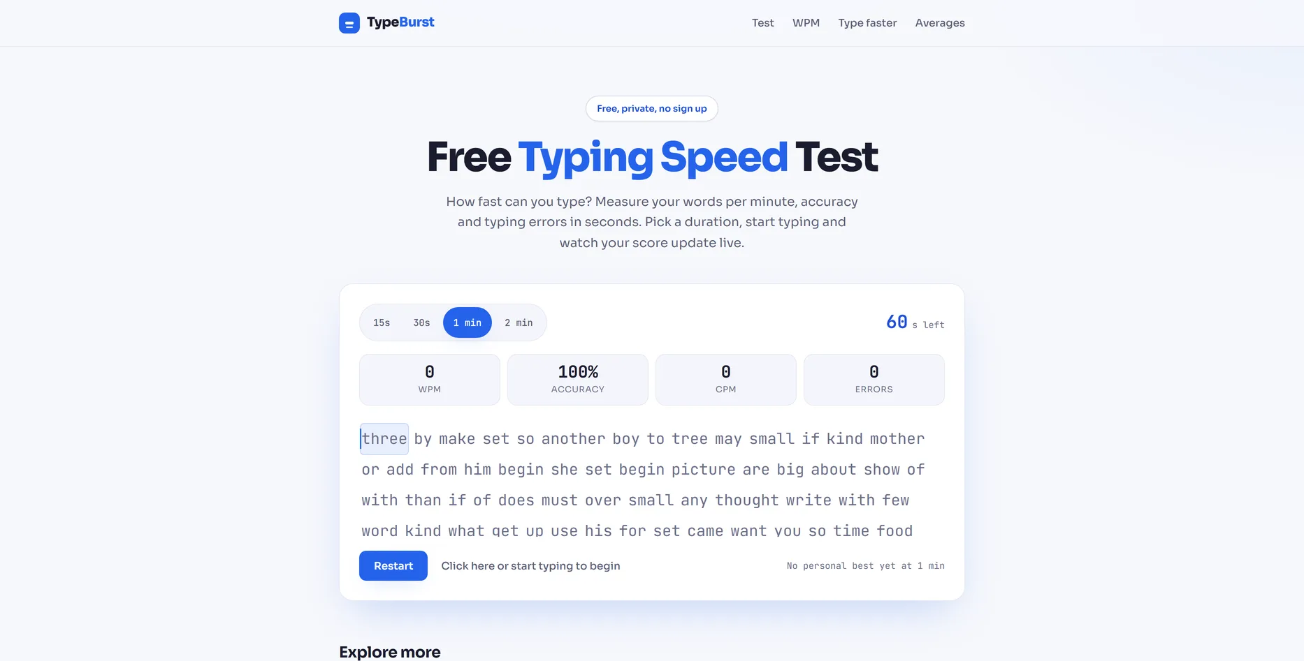 TypeBurst, typetest-tool website ontworpen door Fusionstudios