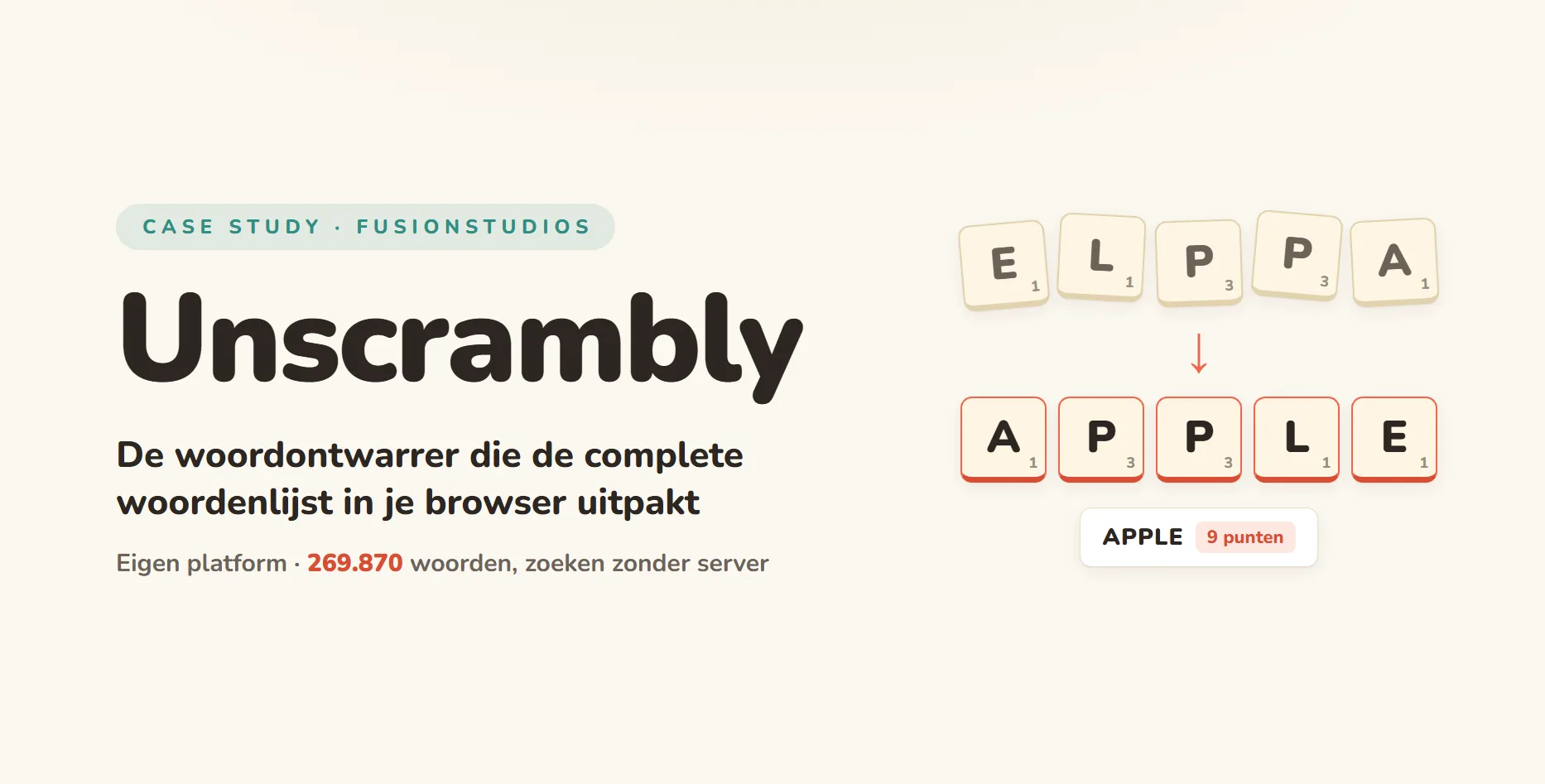 Unscrambly, woordspel-tools uit het eigen netwerk van Fusionstudios