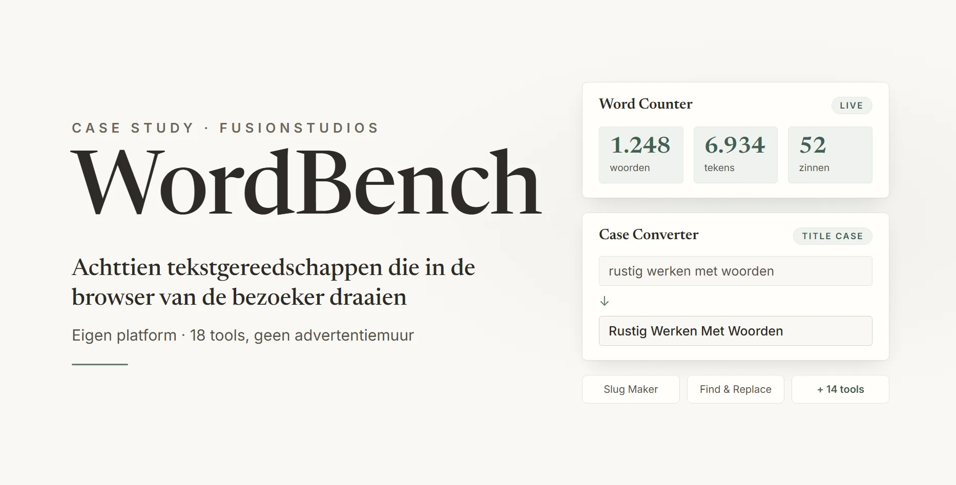 WordBench, tekstgereedschap uit het eigen netwerk van Fusionstudios