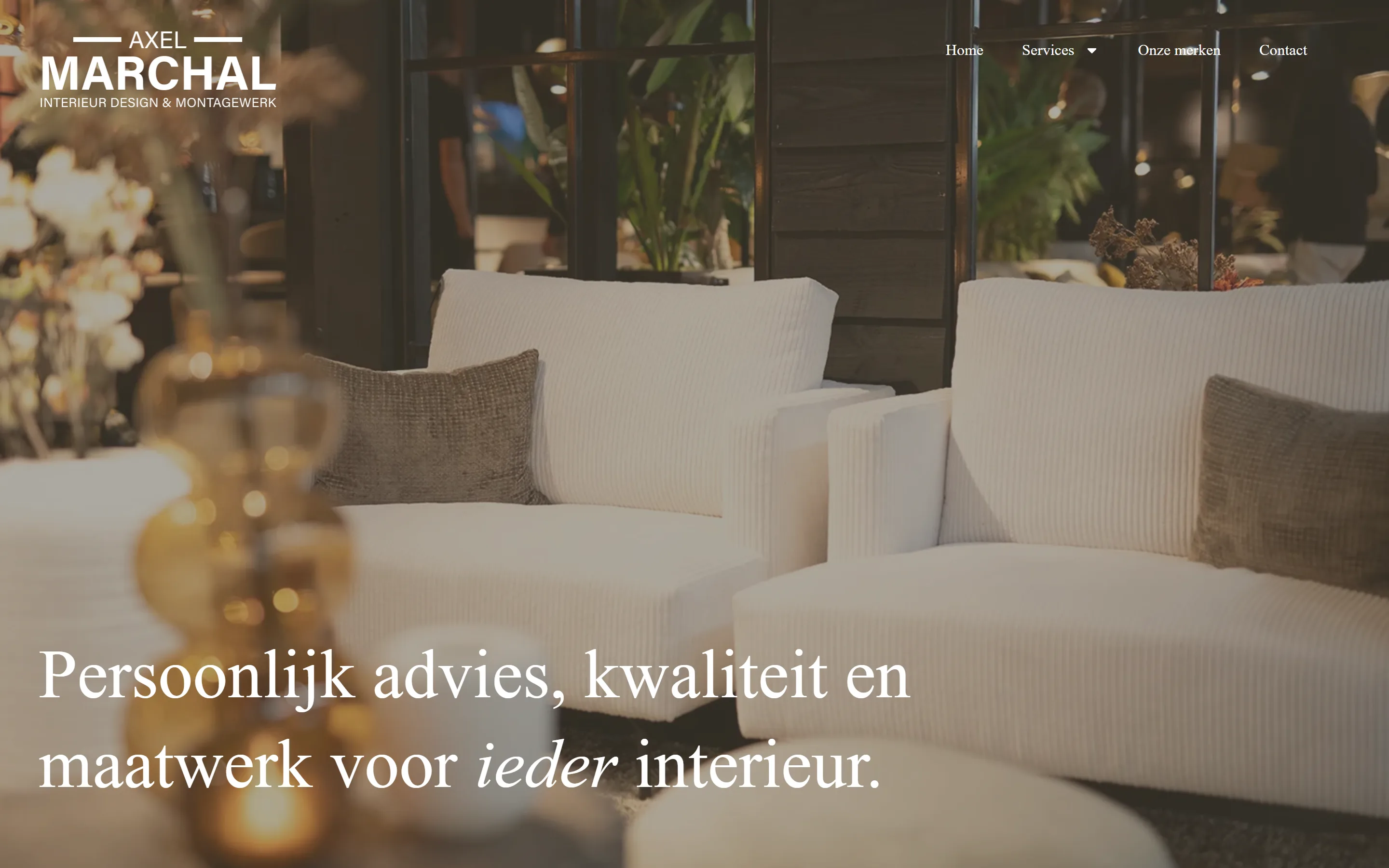 Homepage van Axel Marchal Interieur op desktop