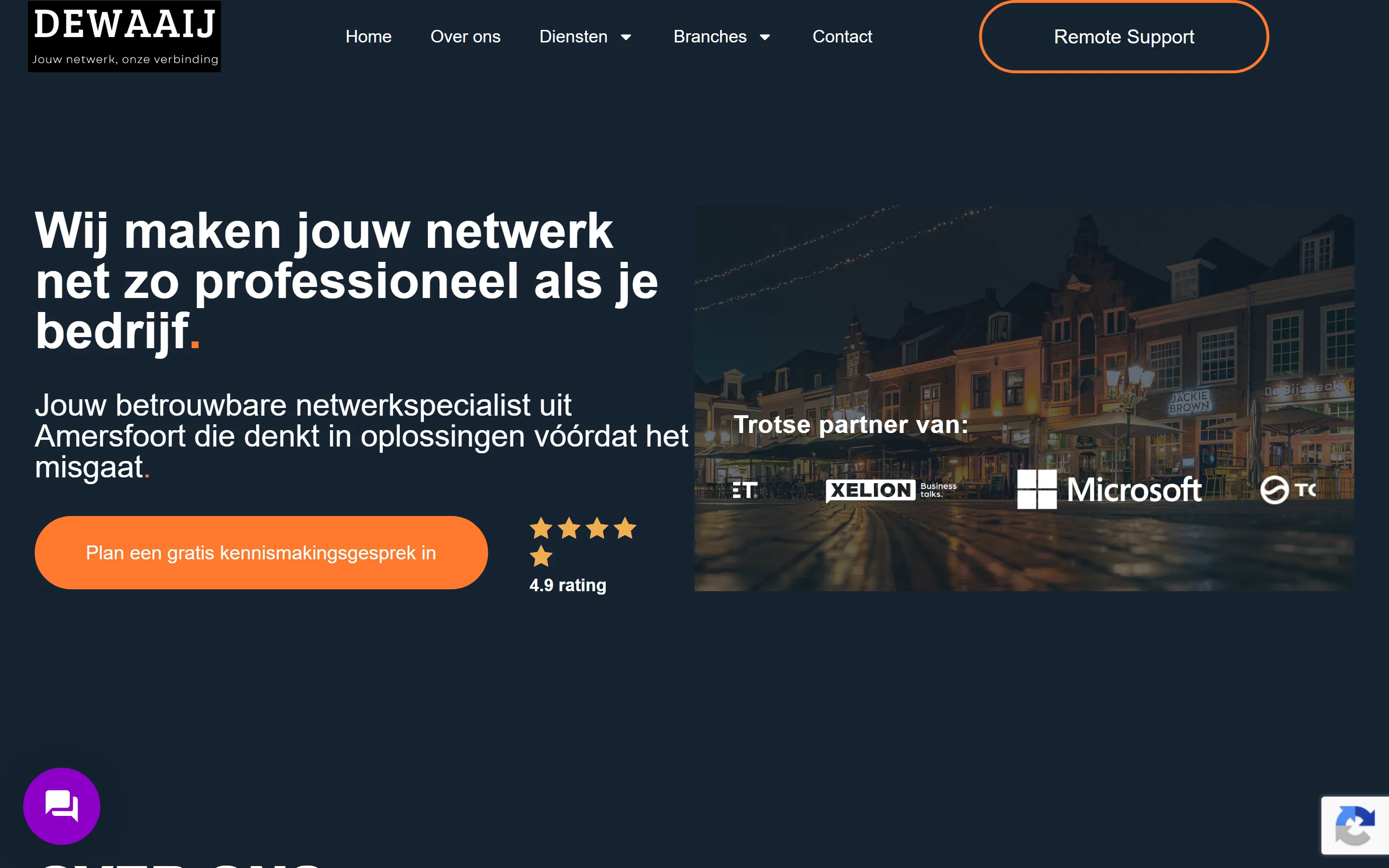 Homepage van De Waaij op desktop