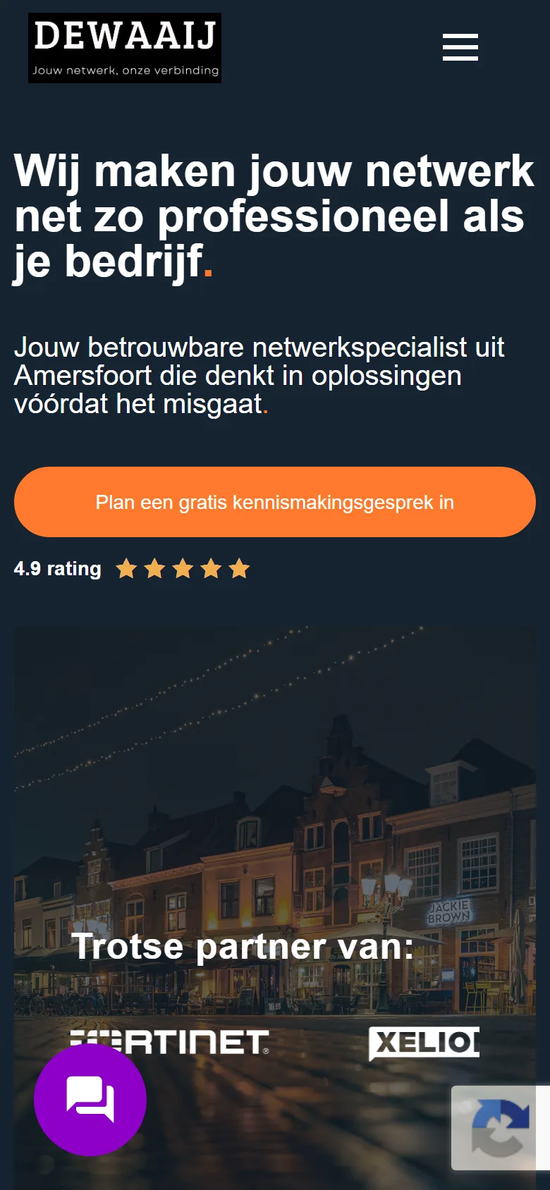 Homepage van De Waaij op mobiel