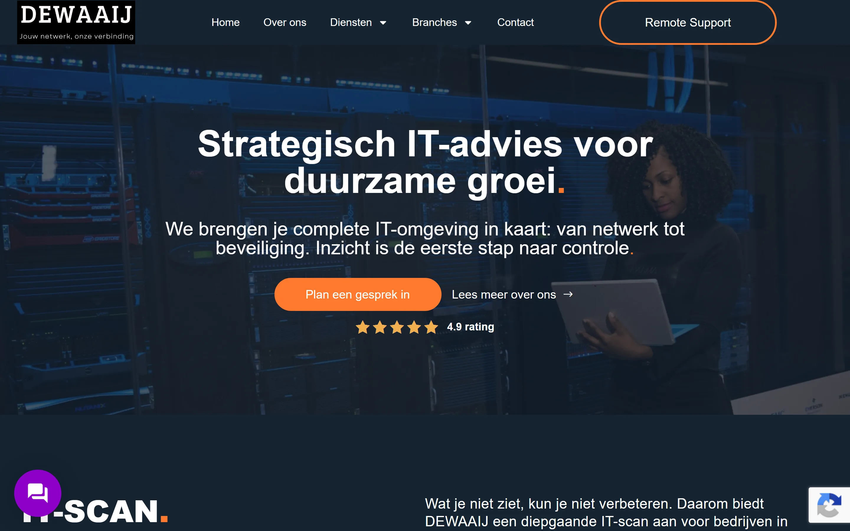 IT-scanpagina van De Waaij op desktop