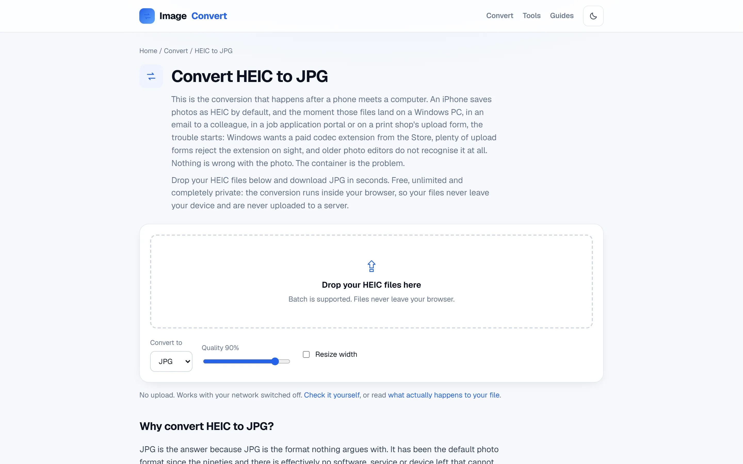 De HEIC naar JPG-converter van ImageConvert