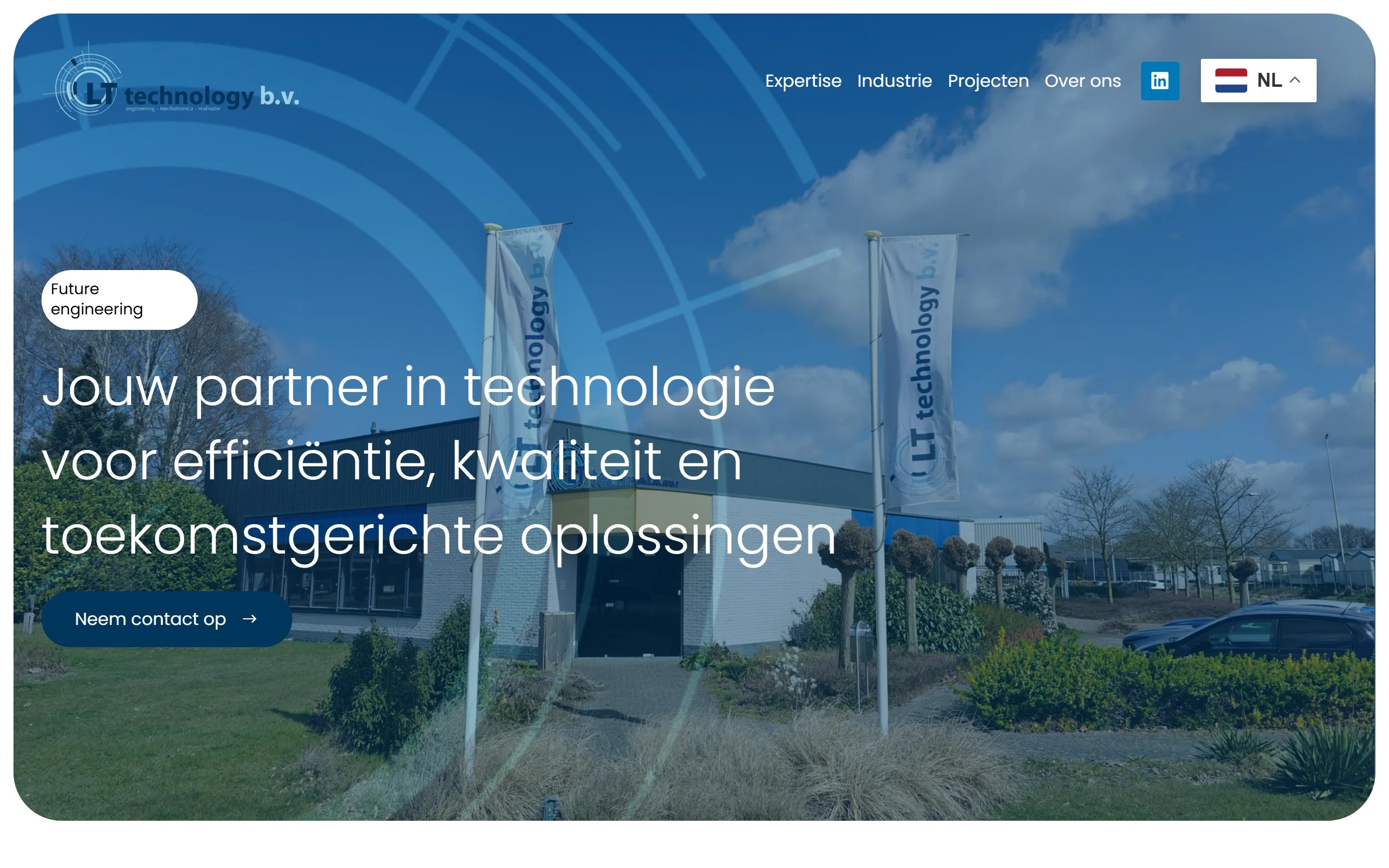 Homepage van LT Technology op desktop