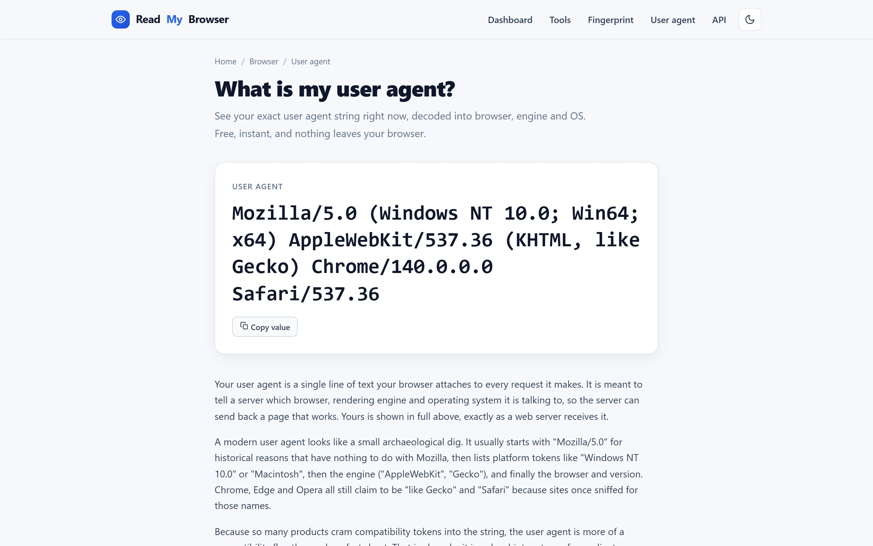 Verdiepingspagina over de user agent met uitleg en veelgestelde vragen