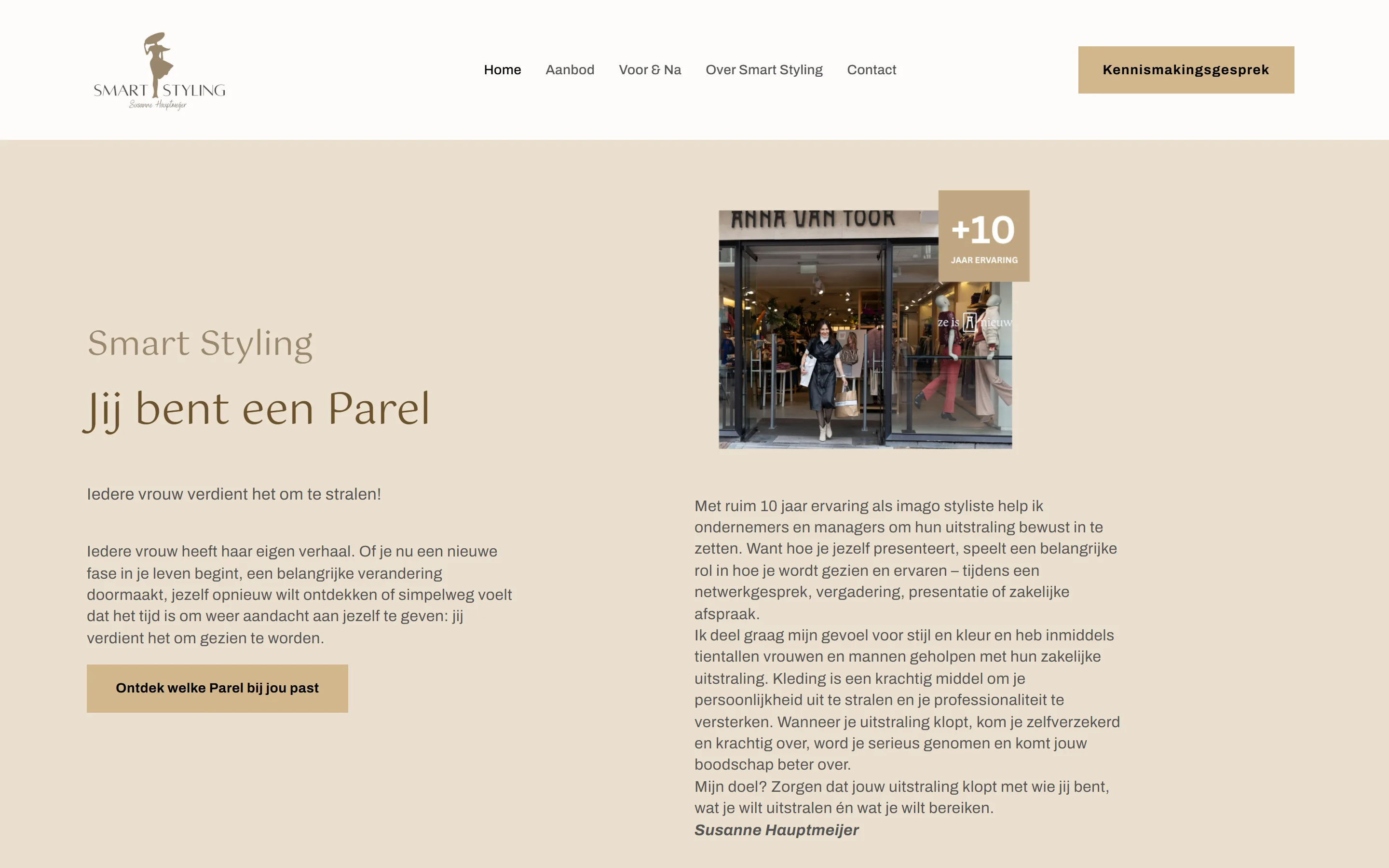 Homepage van Smart Styling op desktop