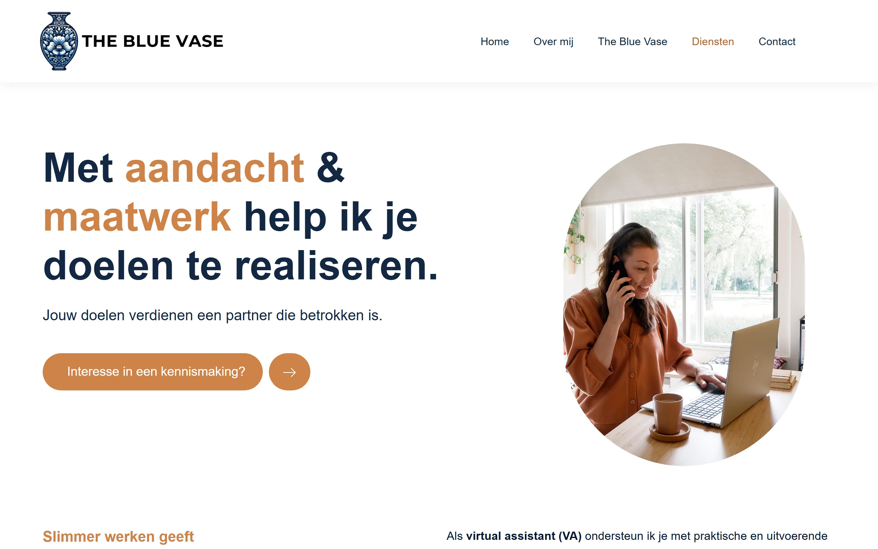 Diensten- en tarievenpagina van The Blue Vase