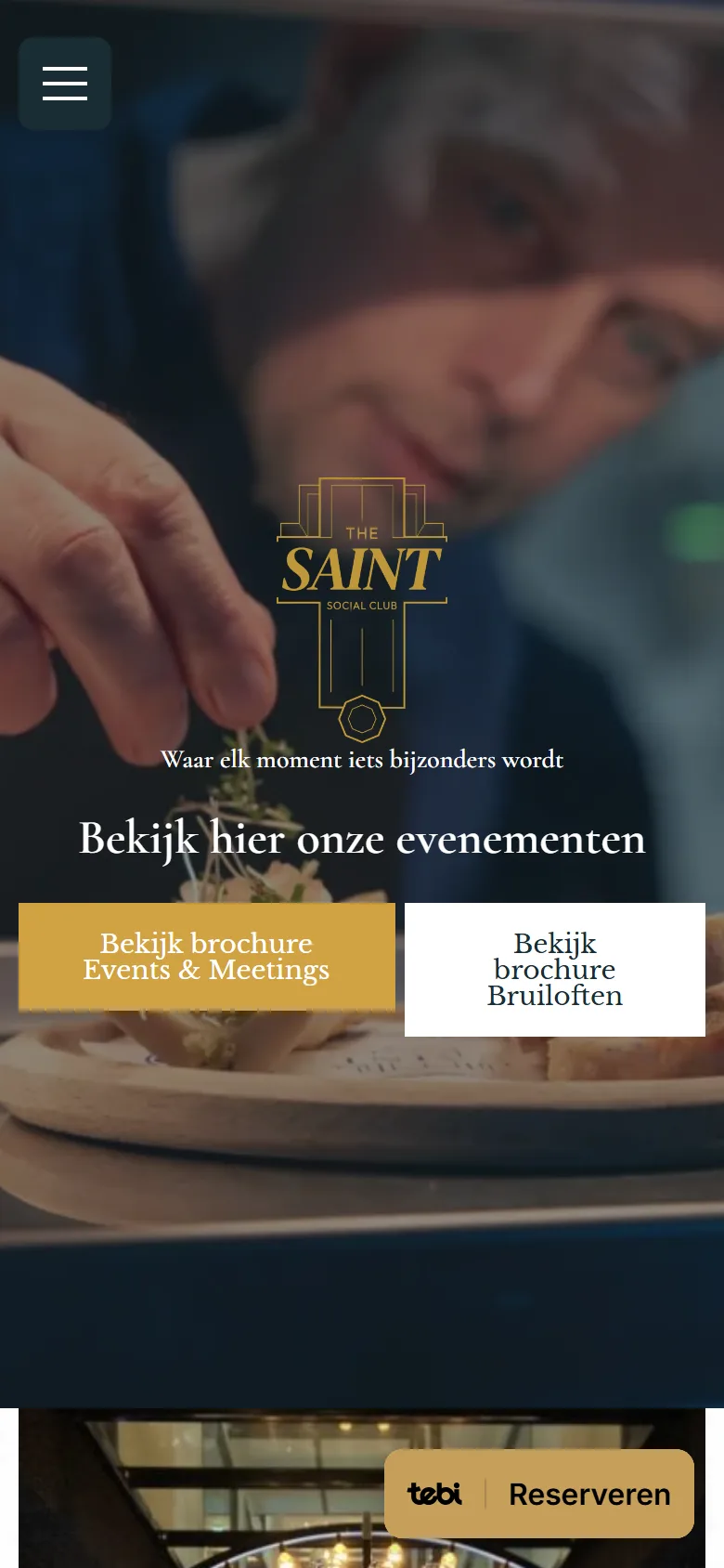 Evenementenpagina op mobiel