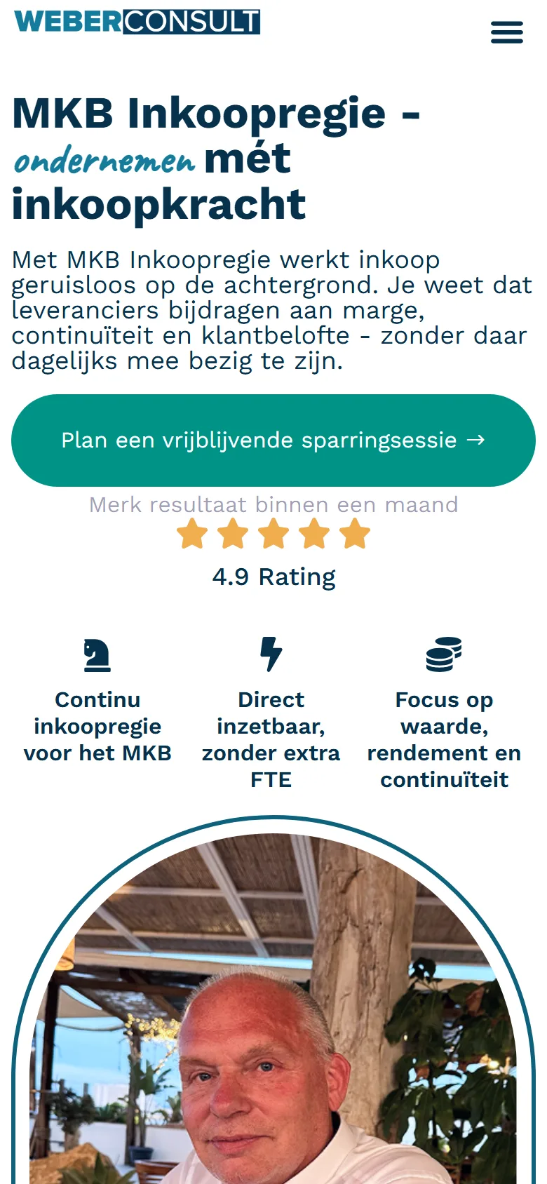 Homepage van Weberconsult op mobiel